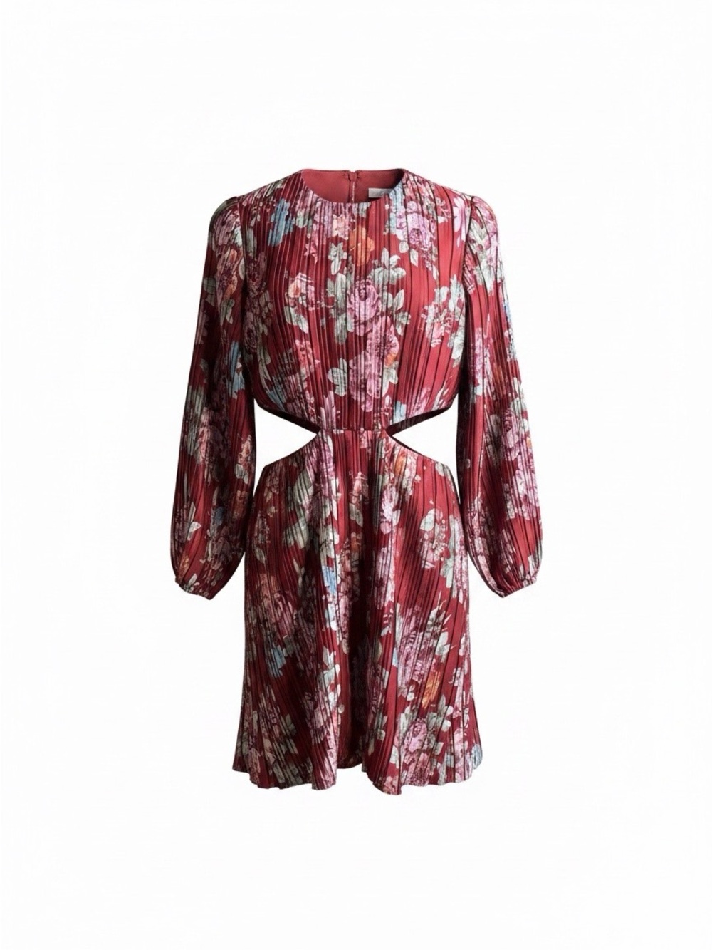 Wayf Floral Cutout Long-Sleeve Mini Dress - Red NWT size 8